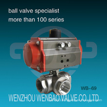 Pneumatic Actuated Three Way Stainless Steel Ball Valve